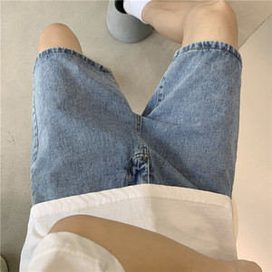 @港风 2025夏季牛仔短裤男生简约百搭五分直筒裤DK005-P35图片