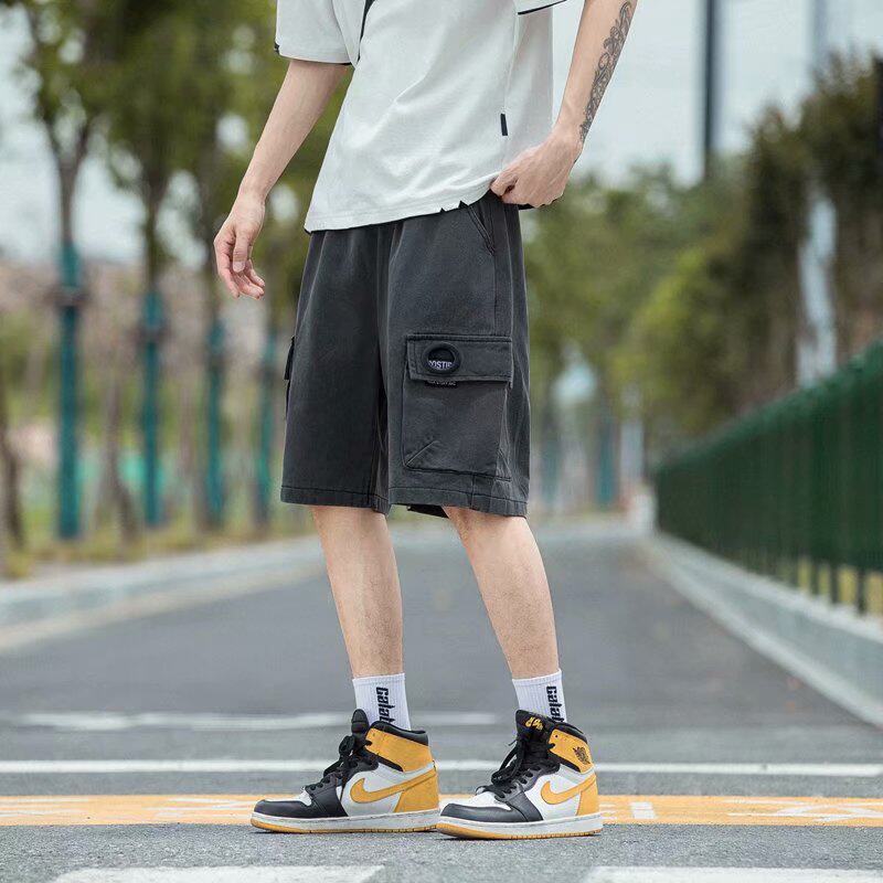 @日系大码 M-5XL大口袋工装牛仔裤男大码直筒五分短裤DK038-P40图片