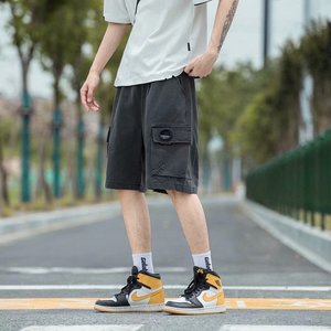 @日系大码 M-5XL大口袋工装牛仔裤男大码直筒五分短裤DK038-P40图片