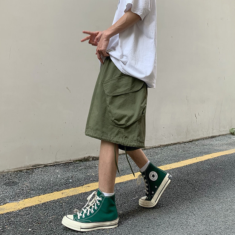 日系宽松阔腿五分裤男ins潮夏季抽绳工装短裤DK027-P35,男装牛仔裤,星座223（原229-2）