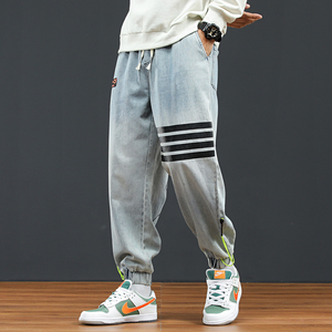 @日系大码 M-4XL 四条杠渐变色牛仔裤男潮牌宽松束脚裤NZ193-P50,男装牛仔裤,星座223（原229-2）