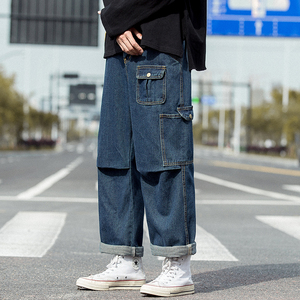 M-5XL 工装牛仔裤男潮牌宽松可束脚裤潮大码阔腿裤NK10-P65图片