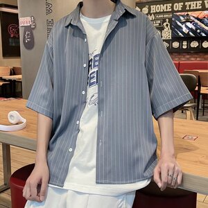 @港风   痞帅条纹衬衣港风复古宽松很仙的上衣潮男生  CS113-P35图片