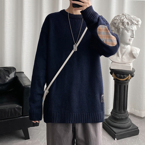 @港风 M-5XL袖子贴布毛衣男潮牌大码秋冬针织衫上衣21M28-P50图片