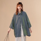 中性風(fēng)男女夏季冰絲炫彩漸變七分袖襯衫男女大碼C2219/P45，女裝襯衫，星座223（原229-2）