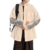 @港风2022腰果花拼接长袖衬衫男春秋潮流上衣CS106-P35，男装衬衫，星座223（原229-2）