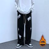 @港风加绒加厚运动裤男潮牌阔腿裤NZ205-加绒P40常规P35，女装休闲裤，星座223（原229-2）