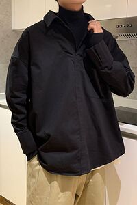 @港风 假两件拼接高领长袖衬衫男秋冬套头打底衫CS102-P55图片