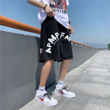 @港风夏季字母印花牛仔短裤男宽松阔腿五分裤DK067-P40，男装牛仔裤，星座223（原229-2）