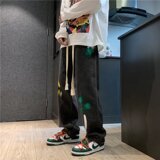 @喷墨涂鸦个性直筒裤牛仔裤韩版潮流宽松拖地裤NZ235-P48，男装牛仔裤，星座223（原229-2）