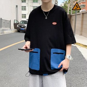 @港风   嘻哈短袖T恤夏装酷酷上衣男女港味口袋半袖 DT06-P35图片
