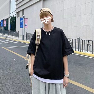 @港风  男生夏季潮流薄款宽松百搭五分袖男纯棉短袖 DT09-P28图片