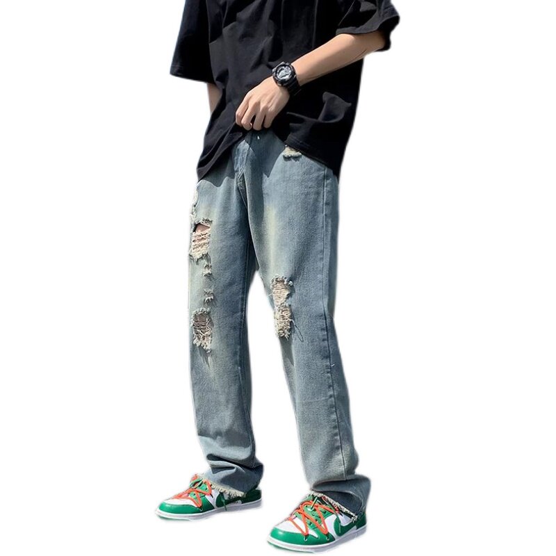 @港风春夏季长款破洞牛仔裤潮男NZ247-P45,男装牛仔裤,星座223（原229-2）