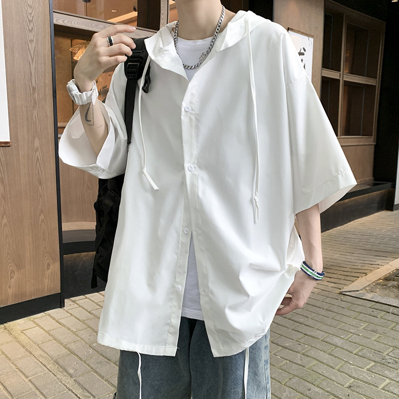网红炸街高级感连帽开衫短袖衬衣薄卫衣CS120-P40,男装卫衣,星座223（原229-2）