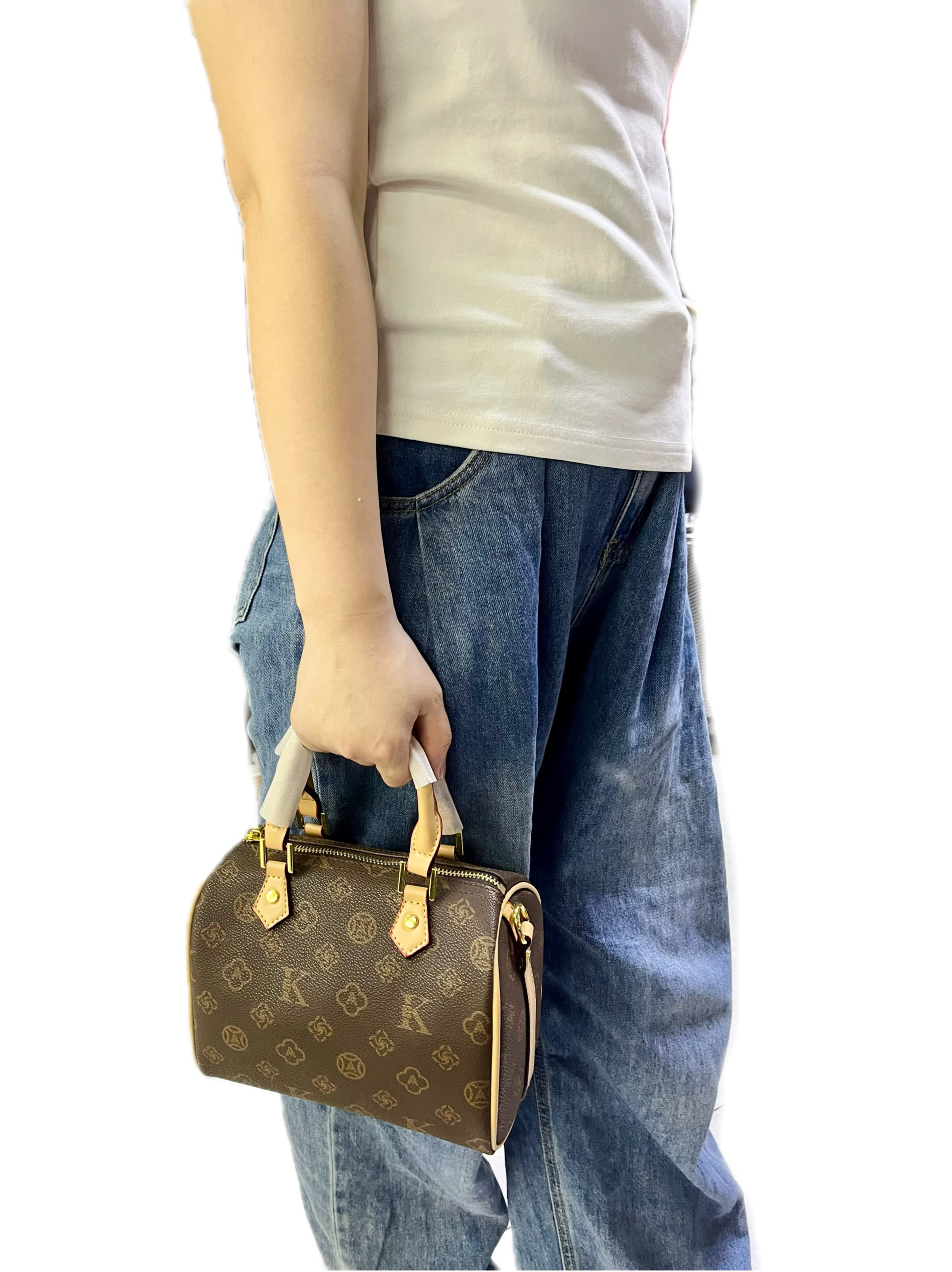 2026新款老花迷你波士顿枕头包通勤女包单肩包小水桶百搭斜挎包