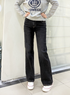 高腰黑灰色微喇牛仔裤女 2026新款春季修身显瘦minibrand喇叭长裤