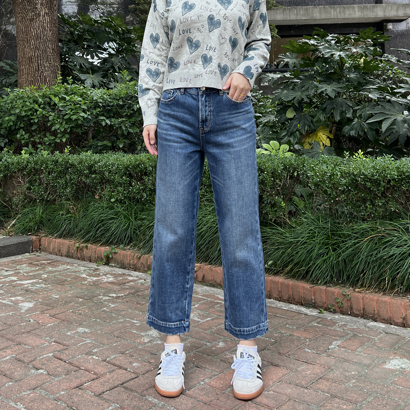 显腿巨直！蓝色高腰直筒牛仔裤女 早秋新2025minibrand牛仔裤九分