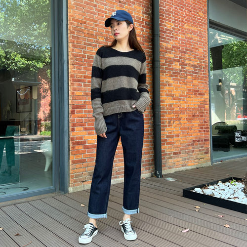 2023年新款高腰宽松休闲老爹裤女