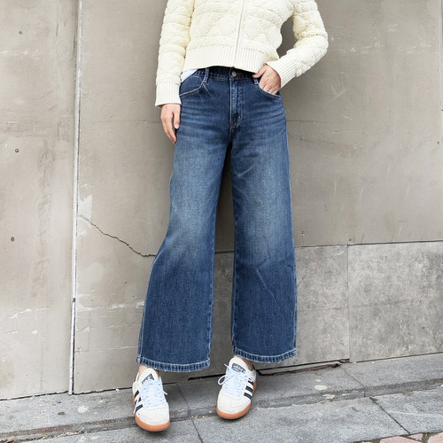 MiniBrand高腰阔腿显瘦牛仔裤女
