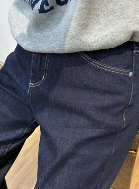 MiniBrand原色深蓝直筒牛仔裤女