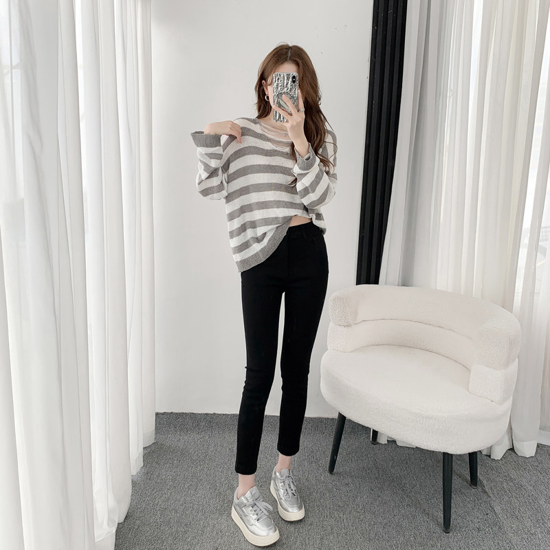 MiniBrand牛仔裤女 2025新款高腰显瘦美腿小个子薄款八九分小脚裤