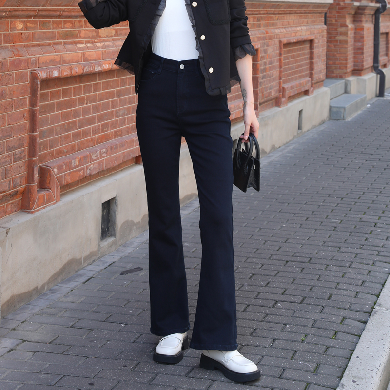 显高显瘦超模腿高腰喇叭裤