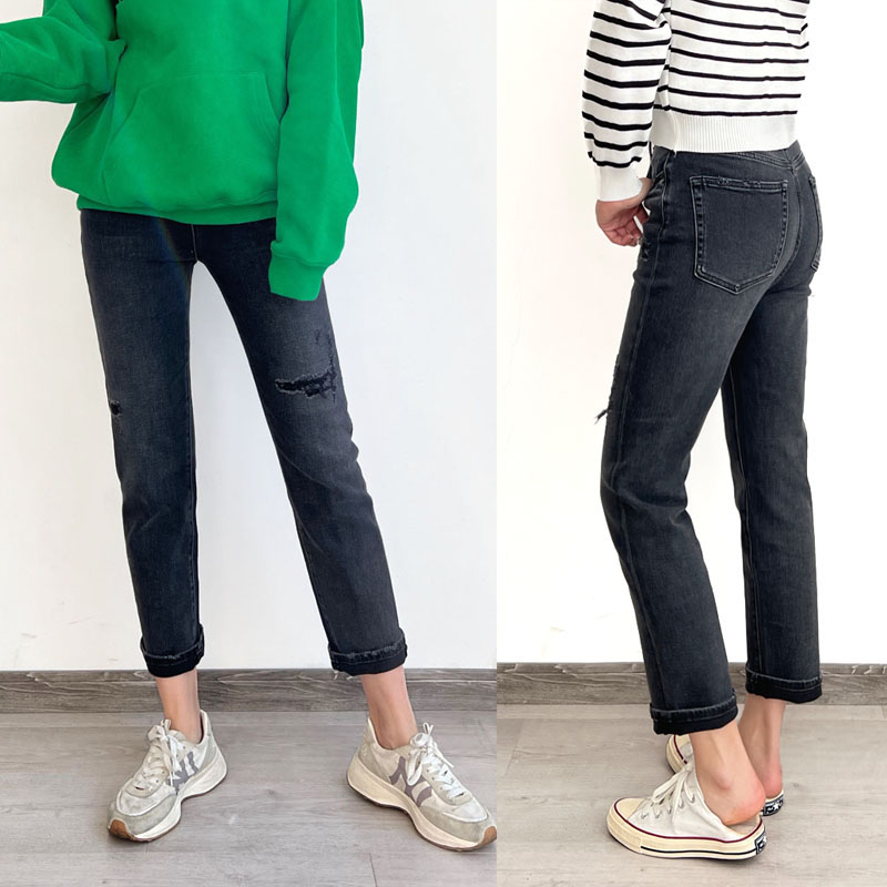 就是这么显瘦九分烟管直筒牛仔裤