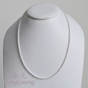 天然无核淡水Baby珍珠项链白色近正圆强光细微瑕18K金2.5-3MM