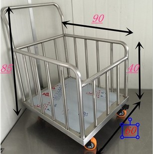 不锈钢平板推车围网车围栏车搬运车工具护栏车推货车静音车拖车