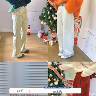 milktina定制丨达令很爱我长裤冬新款灯芯绒圣诞红直筒裤「3色」