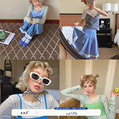 夏季 milktina定制 梵高麦田诗吊带 穿搭格子绿色蓝色背心「4色」