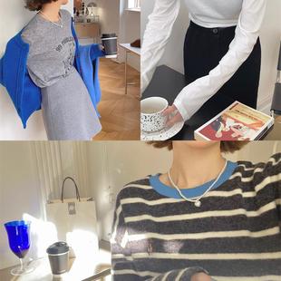 条纹毛感加厚打底衫 新款 「3色」 艾灵顿冬日T恤 milktina定制