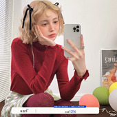 milktina定制 漫步肯辛顿花园圣诞红色新年内搭打底衫 女「3色」