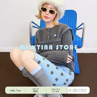 milktina定制丨懂你的灰早餐手工明线假两件小众羊毛针织毛衣