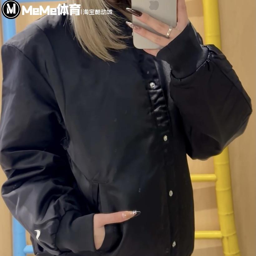 耐克女子棒球服外套2025春款运动休闲丝绸缎面立领夹克HJ0972-010