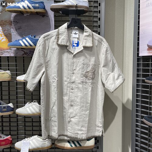 阿迪达斯男装2026秋款RESORT SHIRT度假风宽松休闲短袖衬衫KW8185