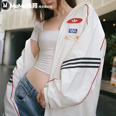 阿迪达斯三叶草女装2025秋季款酷飒赛车风运动休闲夹克外套KG6677