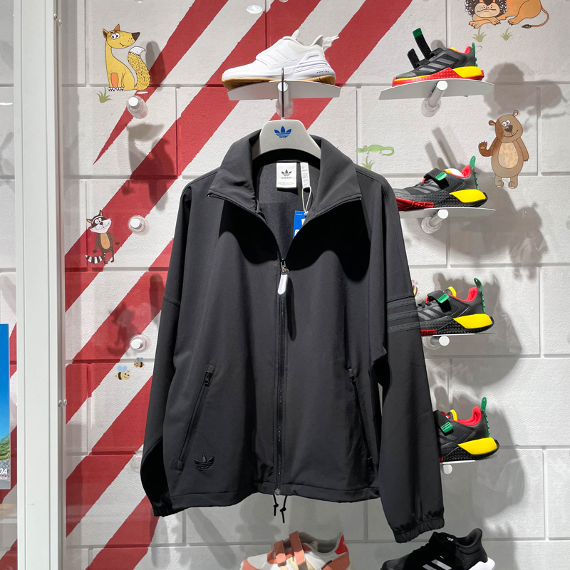 阿迪达斯三叶草男装2024夏季新款复古梭织立领运动休闲外套IS2818