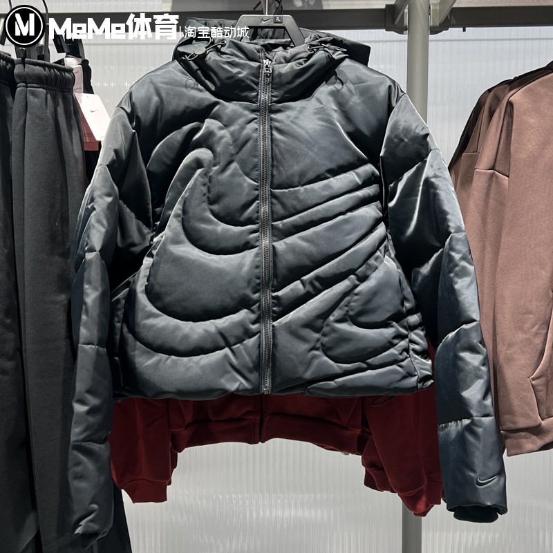 耐克女子羽绒服2025冬新款Oversize风简约保暖连帽外套IB2006-010