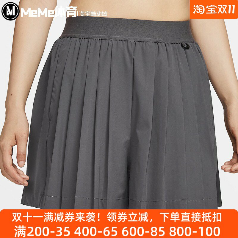 耐克女裤2025秋季款百褶纯色百搭阔腿裙裤休闲运动短裤IB2347-036