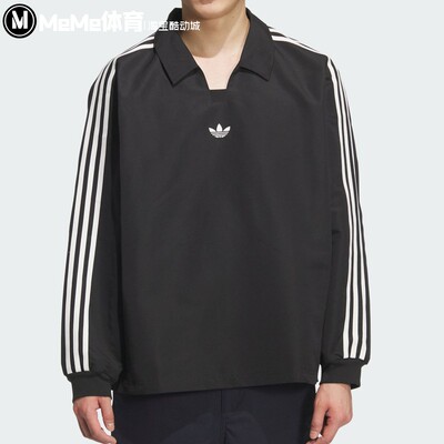 阿迪达斯三叶草男装2025秋季新品经典三条纹宽松运动POLO衫KF9602