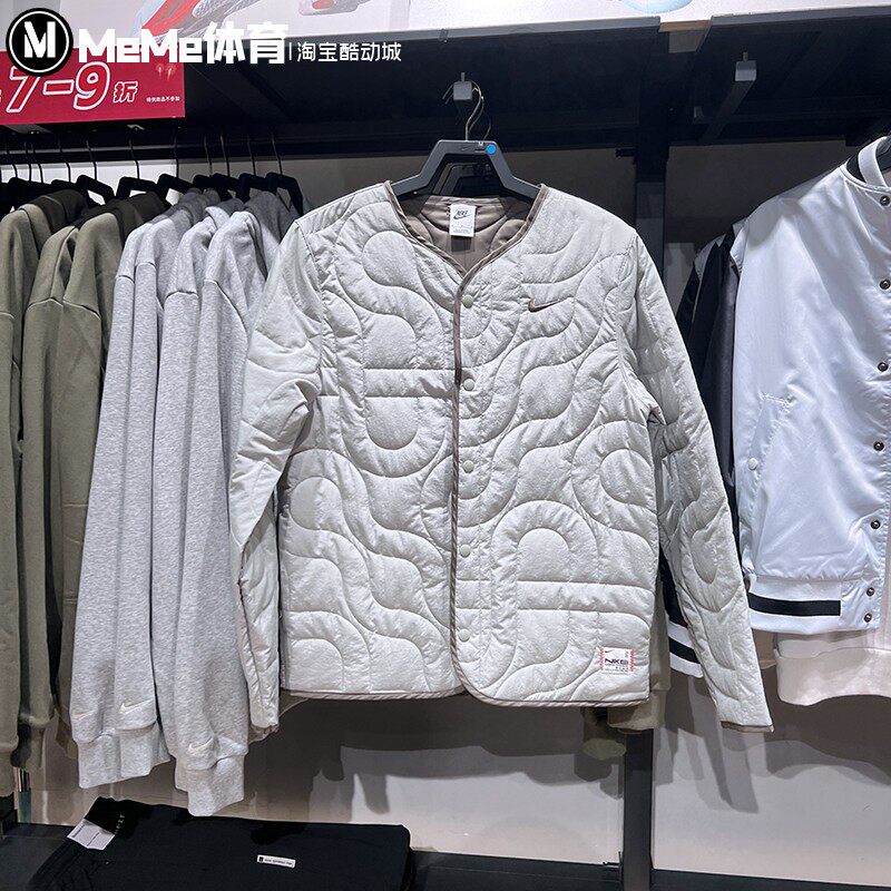 耐克男装2025新年款复古圆领夹棉轻薄保暖运动夹克外套HV8204-370