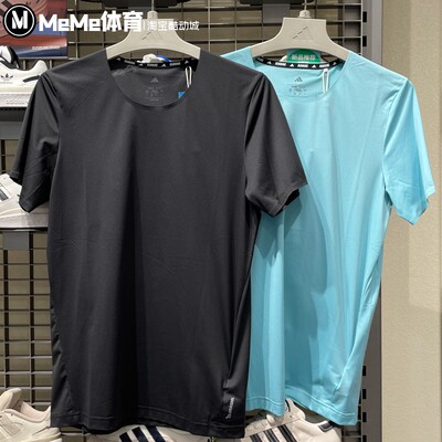 阿迪达斯男装2025秋季款轻盈舒爽跑步训练运动速干短袖T恤 KH3751