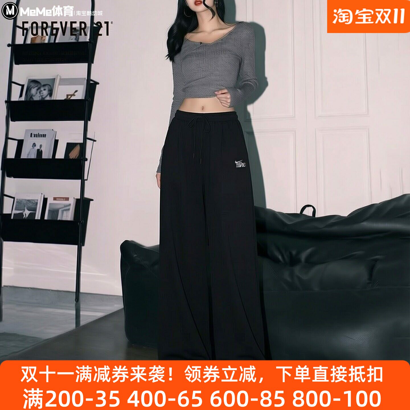 耐克女裤2026秋款中腰长裤显高学生百搭通勤休闲直筒裤IQ0093-011
