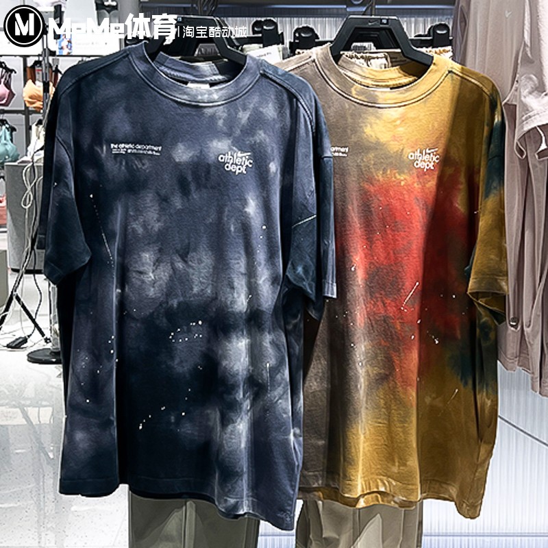 耐克短袖女2025秋款落肩宽松轻盈扎染印花休闲T恤 II0462-289-010