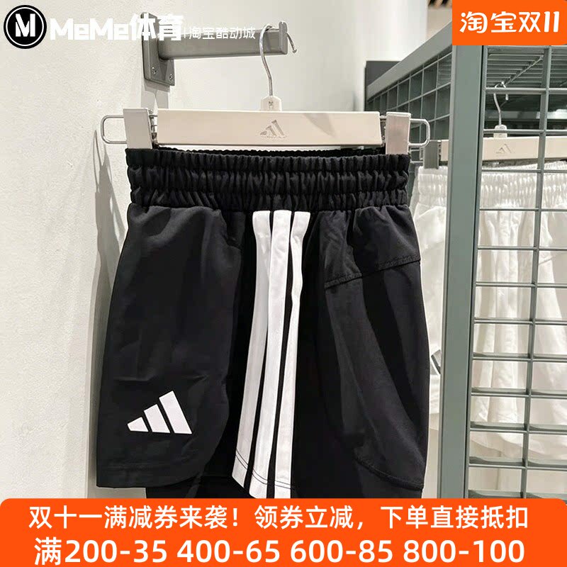 阿迪达斯女裤三分裤跑步运动短裤