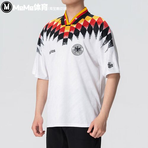阿迪达斯男装2026夏款球衣德国队1994复古足球V领休闲短袖JN3705