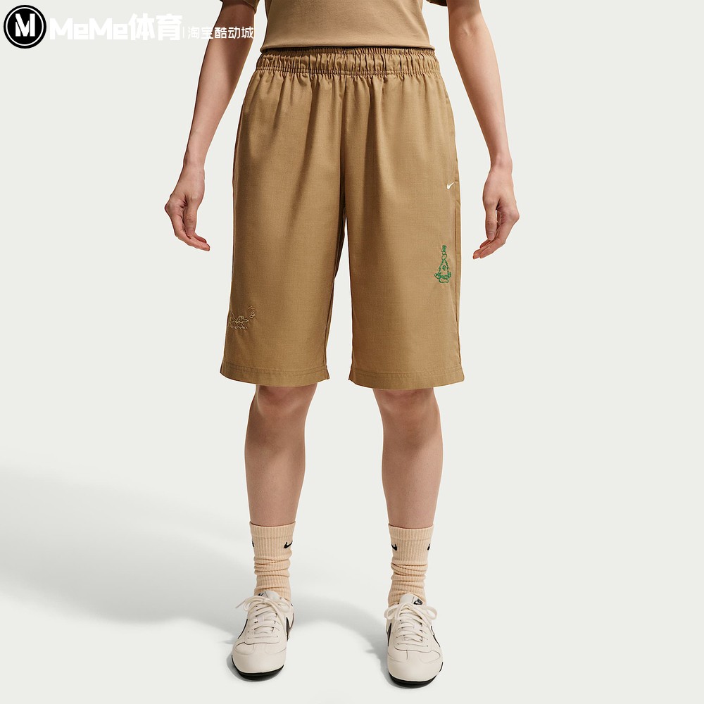 Nike耐克2026秋款女装英国卡其撞色中腰宽松休闲短裤 IW1216-242