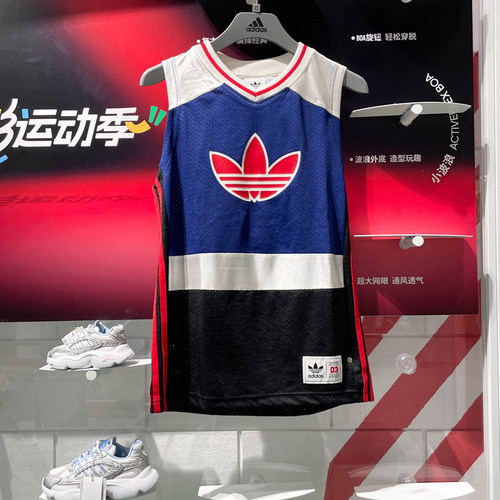阿迪达斯三叶草男女款2024秋新款经典透气休闲运动V领背心 JD6400