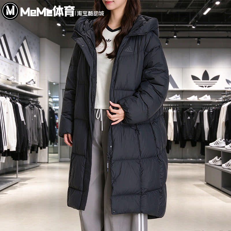 阿迪达斯女装冬季宽松连帽羽绒服